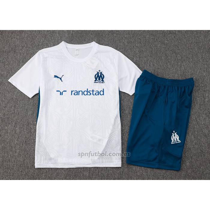 Chandal del Olympique Marsella Manga Corta 2024-2025 Blanco - Pantalon Corto